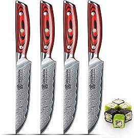 WILDMOK 13cm Damaskus Steak Messer Set, 4pcs Sharp 