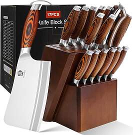 WILDMOK Messer Set Messerblock Set, mit Holzgriff
