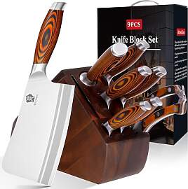 WILDMOK Messerblock Set, 9-TLG Messer Set mit