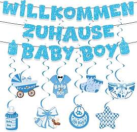 Willkommen Zuhause Baby Boy Deko - 11 Stück