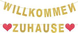 Willkommen Zuhause Banner Gold Herzlich Willkommen 