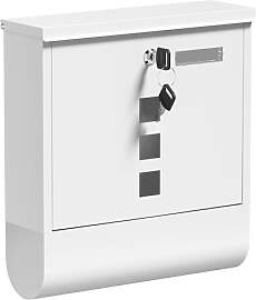 Wiltec Briefkasten mit Zeitungsrolle, weiß, 305 x 