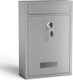 Wiltec Briefkasten silberfarben V11 Postkasten mit 