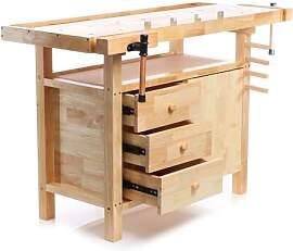 Wiltec Hobelbank 126 x 50 x 84 cm aus Holz,