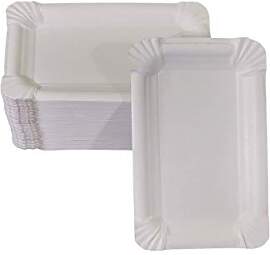 Wimex 100 Flache Pappteller weiß eckig 11 x 17 cm