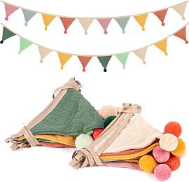 Wimpelkette Kinderzimmer,Musselin Baumwolle Stoff