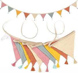 Wimpelkette Kinderzimmer,Musselin Baumwolle Stoff