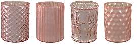 Windlicht CREATIV DECO, rosa, H:10cm Ø:8cm, Glas, 