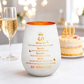 Windlicht Glas Geschenk zum 40 Geburtstag