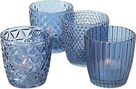 Windlicht Glas lackiert blau H 8 cm 4er Set