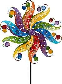 Windrad Gartenstecker FLOWERS H. 200cm bunt