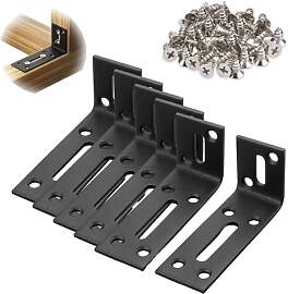 Winkel Langloch , 6 Stück Schwarz Metallwinkel,