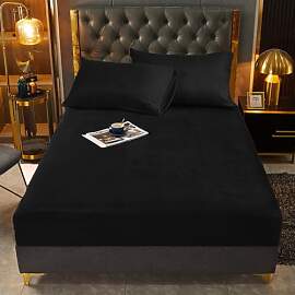 Winter Spannbettlaken 120x200cm Schwarz Warm