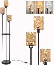 Winverty 3-Flammige Rattan Stehlampe Wohnzimmer