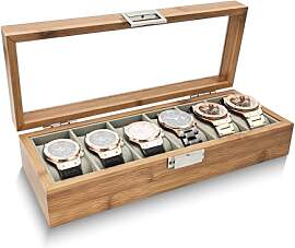 WisePoint Uhrenbox 6 Slot, Holz Uhrengehäuse
