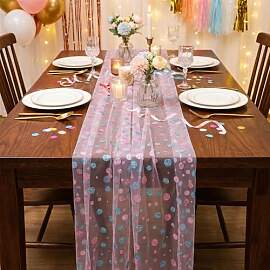 WJIAAA Pink Tischläufer Geburtstag mit