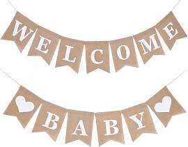 WJIAAA Vintage Leinen Welcome Baby