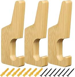 WJUAN 3 Stück Garderobenhaken Holz, Holzmaterial