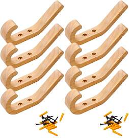 WJUAN Garderobenhaken Holz Massive Eiche 8er-Set | 