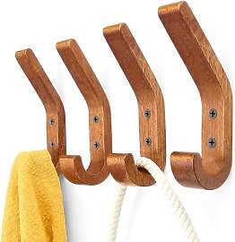 WJUAN Holz Kleiderhaken - 4er Set 155 mm