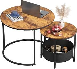 WLIVE Couchtisch 2er Set, Beistelltisch Rund mit