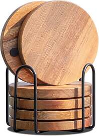 WLWNWFT Untersetzer Gläser Holz 6er Set,