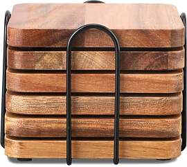 WLWNWFT Untersetzer Gläser Holz 6er Set,