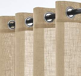 Woaboy Leinen Gardinen Beige Vorhänge Wohnzimmer