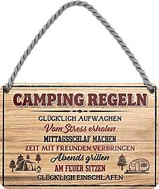 WOGEKA ART Retro Blechschild - Camping Regeln: