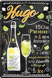 WOGEKA ART Retro Blechschild Hugo Cocktail