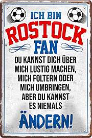 WOGEKA ART Retro Blechschild - Ich bin Rostock Fan 
