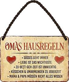 WOGEKA ART Retro Blechschild - Omas Hausregeln -