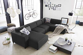 Wohnlandschaft "Bulky U-Form", grau