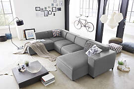 Wohnlandschaft "Bulky U-Form", grau,