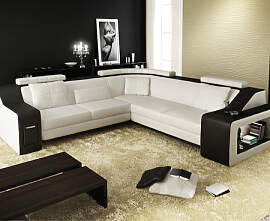 Wohnlandschaft Leder BERLIN II - Ledersofa L-Form