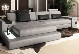 Wohnlandschaft Leder HAMBURG III - Sofa L-Form -