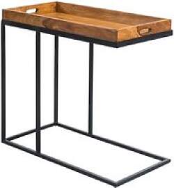 WOHNLING Beistelltisch rechteckig Massivholz braun 