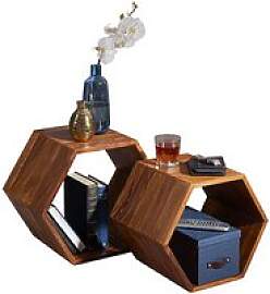 WOHNLING Beistelltisch rechteckig Massivholz