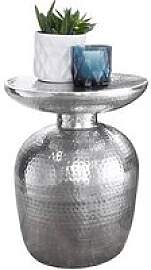 WOHNLING Beistelltisch rund Aluminium silber 36,5