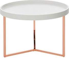 WOHNLING Beistelltisch rund Massivholz weiß 58,5