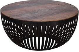 WOHNLING Couchtisch rund Massivholz mango 70,0 x