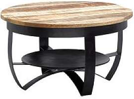 WOHNLING Couchtisch rund Massivholz schwarz 60,0 x 