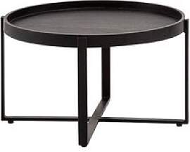 WOHNLING Couchtisch rund Massivholz schwarz 60,0 x 