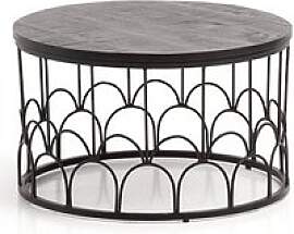 WOHNLING Couchtisch rund Massivholz schwarz 60,0 x 