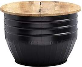 WOHNLING Couchtisch rund Massivholz schwarz 60,0 x 