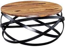 WOHNLING Couchtisch rund Massivholz sheesham 60,0