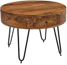 WOHNLING Couchtisch rund Massivholz sheesham 60,0