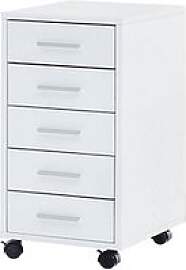 WOHNLING Rollcontainer weiß 5 Auszüge 33,0 x