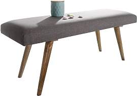 Wohnling Sitzbank Stoff/Massivholz Bank Grau