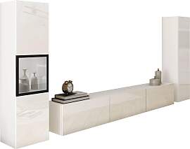 Wohnwand Berlin Weiß/Hochglanz ca.240x130x31cm